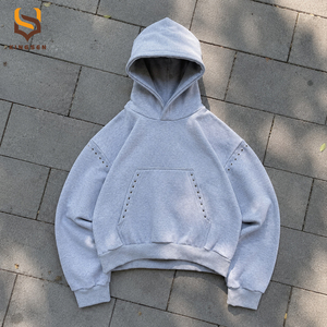 Sudadera con capucha extragrande de algodón grueso de 400 g/m² para hombre, sin impuestos en EE. UU., sudadera con capucha personalizada de forro polar, fabricante de sudaderas con capucha cortas de gran gramaje. - Product Image 1
