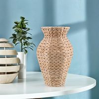 Vase de style campagnard bohème, panier à fleurs en paille tressée fait main, adapté à la décoration de la maison et du bureau