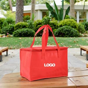 Portable Custom Logo Canvas Lunch Bag Reusable Insulated Non-Woven Cooler for Food Blank Lunch Bag - Product Image 3