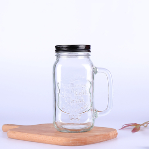 Chai Rỗng Uống Nước Tùy Chỉnh Cốc Tròn Miệng Rộng 4 8 10 12 16 24 32 Oz Lọ Thủy Tinh Mason Có Ống Hút Có Tay Cầm Nắp - Product Image 5