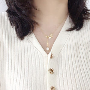 Collier en perles d'eau douce naturelles avec pendentif en forme de feuilles de ginkgo et coquillages, vente en gros SHDIYAYUN, bijoux pour femmes - Product Image 6