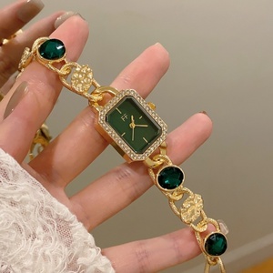 Fashion Irregular Geometric Chains Quartz Wristwatch Colorful Stone <strong>Rectangular</strong> Dial Diamond-Encrusted Womens Quartz <strong>Watch</strong> - Product Image 3