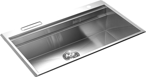 Fregadero de cocina satinado cepillado 860x520mm de un solo tazón de acero inoxidable SUS304 con purificador extraíble, soporte para cuchillos, de empotrar, incluye grifo - Product Image 6