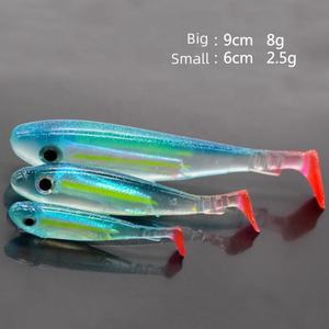 Señuelo de pesca de gusano de plástico blando al por mayor de fábrica, 5 colores, pie de pato, 60mm, 90mm, 120mm, pez de agua dulce, lubina, trucha, Océano, barco, pesca - Product Image 6