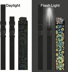 Abanico Plegable de Bambú Holográfico Iridiscente Grande para Fiestas, con Funda, para Hombre/Mujer - Product Image 5