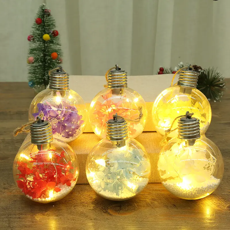 Transparent Plastic LED Lights Christmas Ball LED clear plastic Christmas bulb ball for House Xmas Wreath Garland Christmas Tree