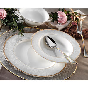 Vaisselle de luxe turque en or, vente en gros, bon marché, service de table, vaisselle chinoise, forme ronde avec vague - Product Image 1