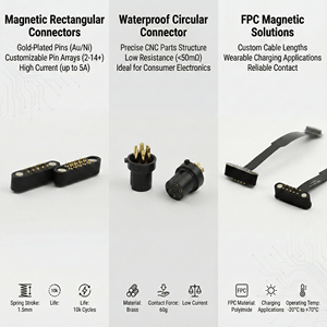 موصل بوجو بين مخصص بمسافة بينية 2.0 مم و2.54 مم و3.0 مم، مطلي بالذهب، مزود بزنبرك للاتصال، مناسب للأجهزة الذكية القابلة للارتداء - Product Image 3