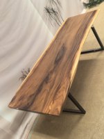 Plateau de table moderne en bois de raintree à bords naturels, dalles de comptoir et dessus de meuble en bois massif pour bureau debout, personnalisable