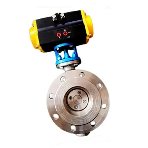 Alto desempenho vapor triplo excêntrico aço inoxidável pneumático duro selo flange borboleta válvula