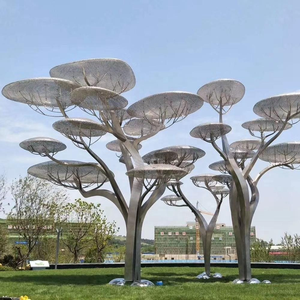Escultura de Árbol de Sauce Llorón de Acero Inoxidable, Estatua de Árbol de Metal con Acabado Espejo, Arte para Jardín y Paisajismo Exterior - Product Image 3