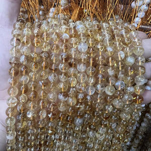 Contas soltas de pedras naturais do brasil, venda no atacado 4/6/8/10/12mm pedra natural citrino cristal redondo miçangas soltas para fabricação de jóias diy pulseira e colar - Product Image 2