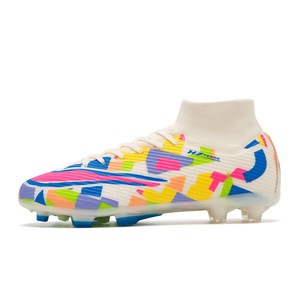 Pink High-<b>Top</b> Soccer Shoes With Black Logo And Rubber Outsole Unisex - Product Image 3