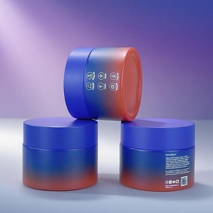 <b>Empty</b> Personalized Skincare Cream <b>Jar</b> 50g Blue Gradient Glass Cosmetic <b>Jars</b> Face Eye Skin Cream Packaging <b>Jar</b> With Plastic Lid - Product Image 1