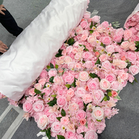 Sunwedding Mur de fleurs artificielles en soie personnalisé Toile de fond de mariage Panneau de roses 3D pour Noël et Halloween