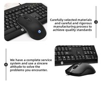 Ensemble clavier et souris filaire ergonomique ultra-fin 68 touches pour le jeu, le bureau et la maison, USB 1200dpi, design en stock