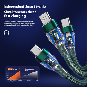 100W 3-in-1 nhanh chóng sạc cáp dữ liệu USB <span class=keywords><strong>Android</strong></span> tương thích một-đốc-ba Lưới Đánh Cá bện 6A cho Huawei điện thoại di động máy in - Product Image 2