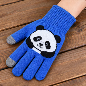 2025 New Wholesale Custom Jacquard Knitted <strong>Panda</strong>/Animal Logo Touchscreen Cotton/Acrylic Material Winter Warm <strong>Gloves</strong> - Product Image 3