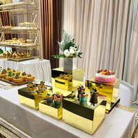 Gaojian Support de repas en or Acrylique Cube Buffet Présentoir de nourriture pour pause thé Gâteau Snack Rack Risers
