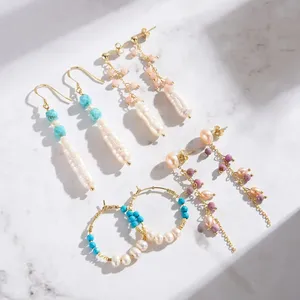 Boucles <span class=keywords><strong>d</strong></span>'oreilles pendantes en <span class=keywords><strong>pierre</strong></span> naturelle pour femmes, perles <span class=keywords><strong>d</strong></span>'eau douce, <span class=keywords><strong>argent</strong></span> sterling 925, style vintage, vente en gros - Product Image 4