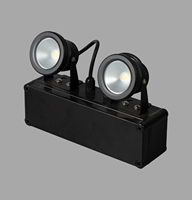 Lumière d'urgence LED rechargeable à deux spots, en plastique, à montage mural, IP65, noire