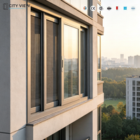 Fenêtres coulissantes en aluminium à économie d'énergie, style chinois, ouverture horizontale, glissière fluide, fenêtre en verre