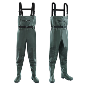 Cuissardes unisexes en nylon avec bottes à embout d'acier vertes, imperméables, antistatiques et durables pour hommes - Pêche, chasse et travaux aquatiques - Product Image 3