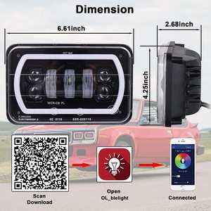 4x6 Fari A Led con Bianco RGB Halo Musica Modalità di Tenuta Fascio Sostituire H4651 H4656 H4666 Rettangolare Ha Condotto il Faro - Product Image 5