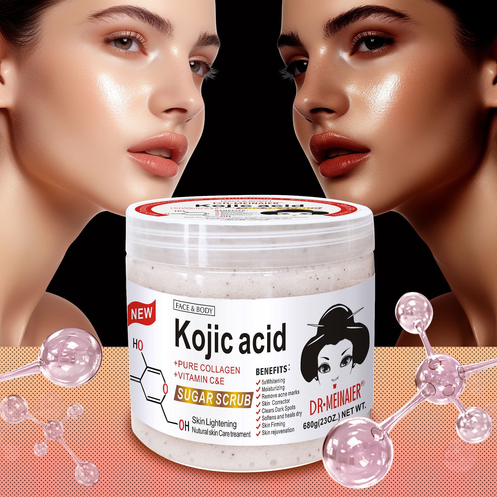 OEM ODM натуральный скраб для ванны Kojic Acid для осветления тела увлажняющий и глубокое отшелушивающее средство для удаления кератоза скраб для тела