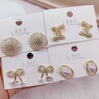 Boucles d'oreilles clous en argent S925 avec micro-pavés de zircon pour femmes, boucles d'oreilles clous scintillantes en zircon et perle hyperbole