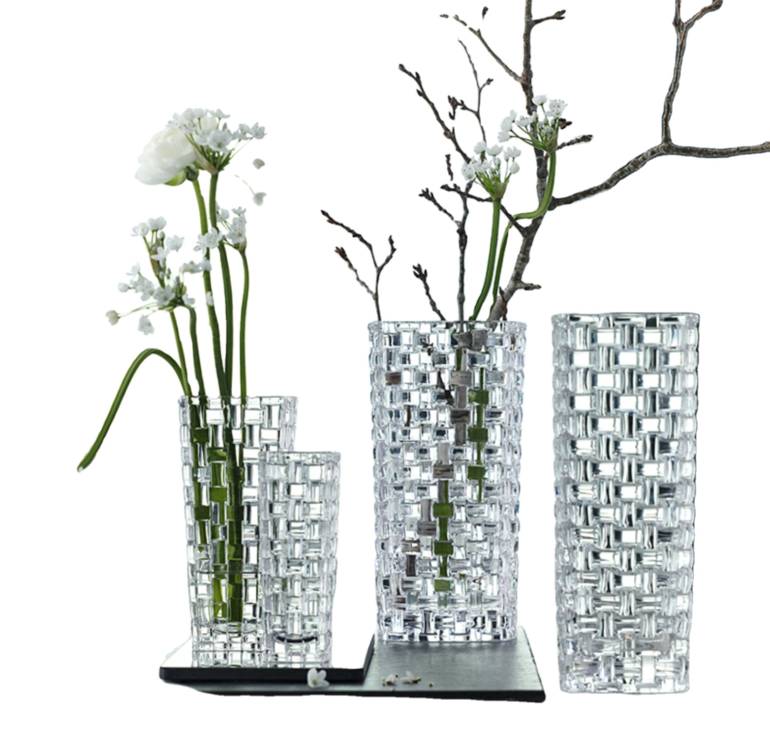 Nouveau type de vases en verre modernes uniques, pièce maîtresse de mariage, vase à fleurs en verre, grand vase en cristal réversible