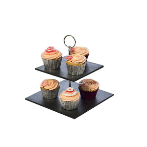 Top Sellers Online Competitive Price Directly Slate Round 2 Tiers Slate Cake <strong>Stand</strong> - Product Image 2