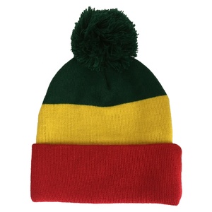 OEM populaire unisexe acrylique vert <span class=keywords><strong>jaune</strong></span> rouge équipe de football club Bobble chapeau d'hiver conception personnalisée logo deux tons bonnets <span class=keywords><strong>avec</strong></span> <span class=keywords><strong>pompon</strong></span> - Product Image 1