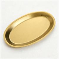 Plateau de service ovale plat en acier inoxydable massif FLEY, style moderne minimaliste, doré, vaisselle multifonctionnelle, parfait pour un usage quotidien