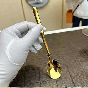 Versión de lujo, hecha de acero inoxidable 304 mejorado, chapada en titanio, cuchara redonda para comer, cuchara de estilo occidental, estilo coreano. - Product Image 4