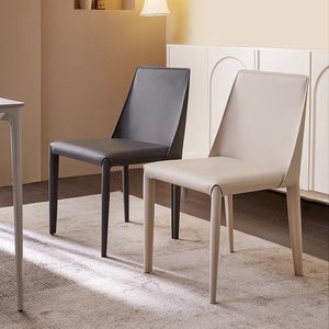 Minimalist Saddle Leather Dining Chair Modern High-end Light Luxury Home Furniture <b>Backrest</b> Armless Designer Hotel Restaurant - Product Image 5