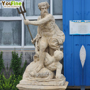 YOUFINEアウトドア等身大古典ローマ白天然大理石海の神ポセイドン彫刻像 - Product Image 6