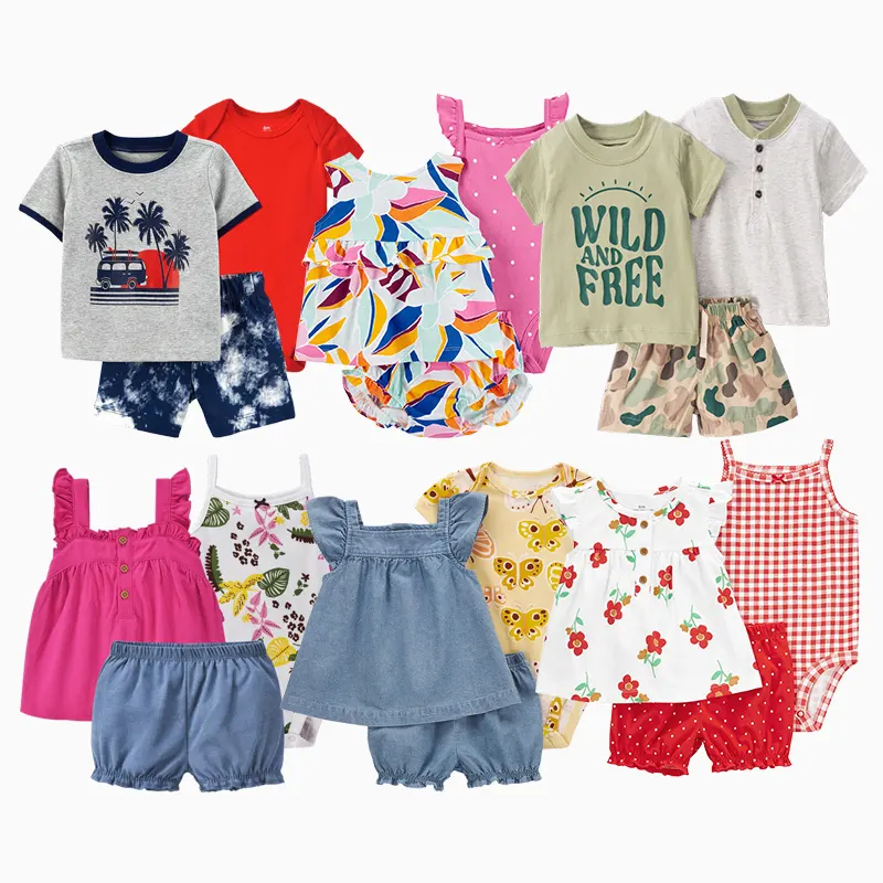 Fabrik Großhandel Baby kleidung Sommer Baby 3-teilige kleine Shorts Set Baumwolle Baby Kleidung Sets