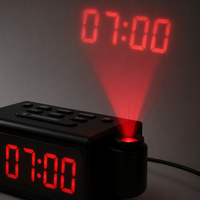Réveil radio atmosphérique pour chambre à coucher avec table vibrante, projecteur de plafond à 180 degrés, numérique et analogique, ornement pour hôtel de luxe