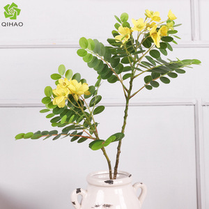 Branche de fleur d'acacia jaune artificielle en soie, haute simulation, pour décoration intérieure et arrangement de vase - Product Image 4