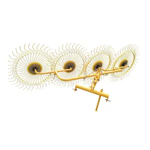 Cortacésped giratorio de 4 discos, rueda de dedo, rastrillo de heno, hecho en China