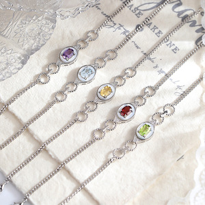 9 Bracelets délicats ovales en nacre et cristal, avec chaîne en pierre naturelle et argent sterling 925 – Bijoux cadeau idéal pour les fêtes - Product Image 3
