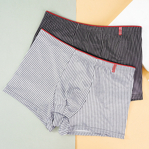 Hot Mid-Waist <strong>Boxer</strong> Briefs for <strong>Men</strong> Custom Breathable Polyester Underwear <strong>Personalised</strong> Stripe Fashion Shorts for Adults - Product Image 2