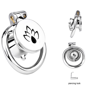 FRRK Piercing Art <strong>Chastity</strong> Lock Male <strong>Chastity</strong> <strong>Device</strong> <strong>PA</strong> Lock Penis Cage with Metal Catheter Flat Metal Cock Cage Sex Toys