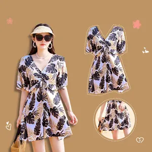 The New Mother Bellow Thin Conservative One-piece Dress For Middle-aged And Elderly Bathing In Hot Spring Plus-size Swimsuit