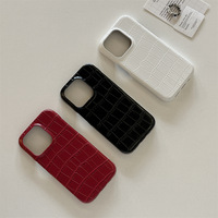 Casing bahan warna polos motif buaya, sarung HP tekstur Premium UNTUK iPhone 17 16 15 14 13 12 11 Pro Max modis