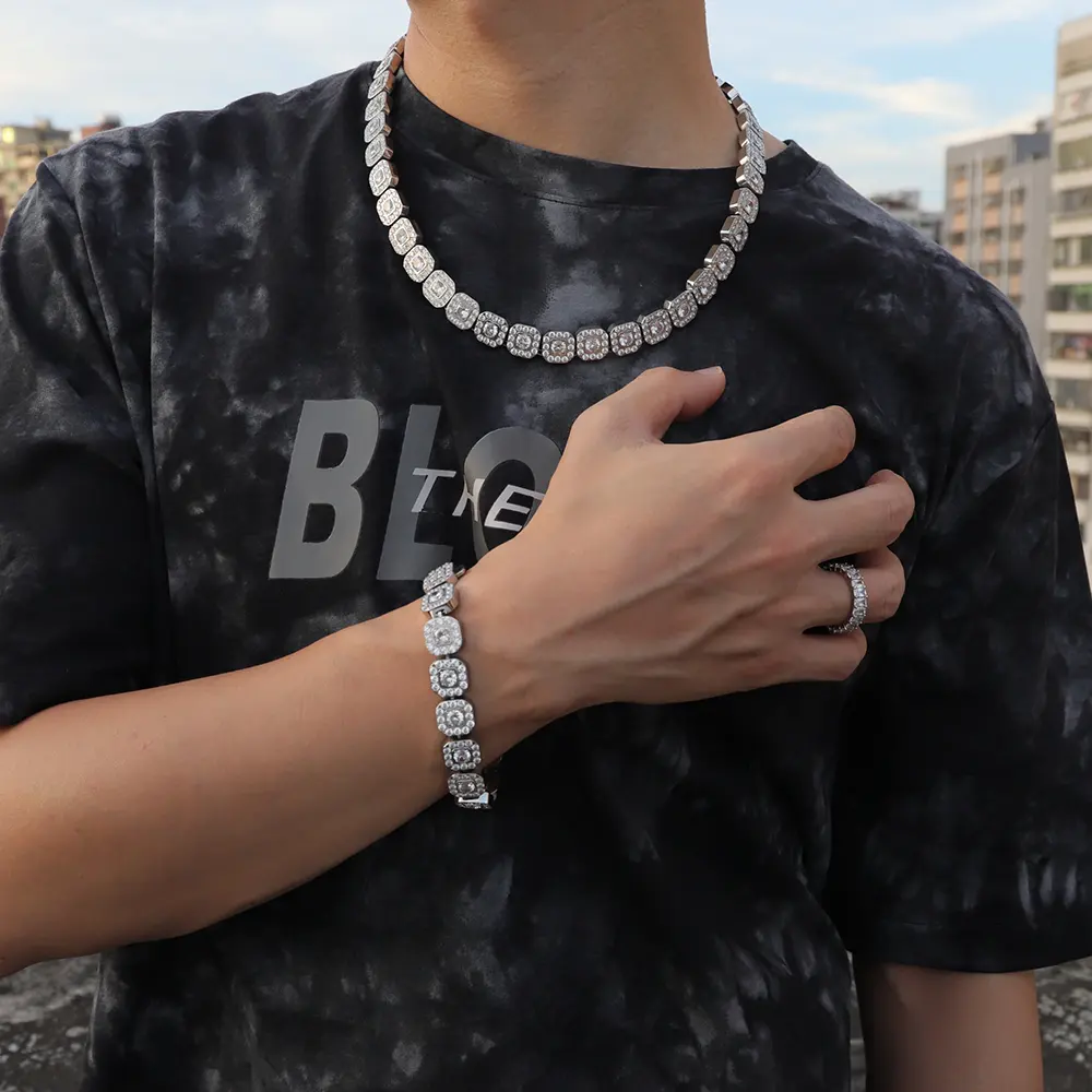 Мужское ювелирное ожерелье в стиле хип-хоп из нержавеющей стали с браслетом 12 мм