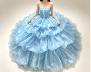 S3018Y 2026 Nuovo Arrivo Abito da Ballo Senza Spalline Blu <span class=keywords><strong>Elegante</strong></span> per <span class=keywords><strong>Compleanno</strong></span>/Festa di Quindicenniata Abito da Sera Principessa - Product Image 3