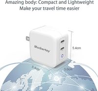 Chargeur USB double port 40W à charge rapide, 2 ports Type-C pour charger deux appareils, adaptateur secteur pour iPhone/Android, iPad, ordinateur portable, Switch