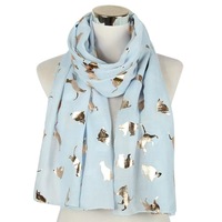 Écharpe en feuille métallique motif chat mignon, châle doux noir toutes saisons pour femme, idéal comme cadeau